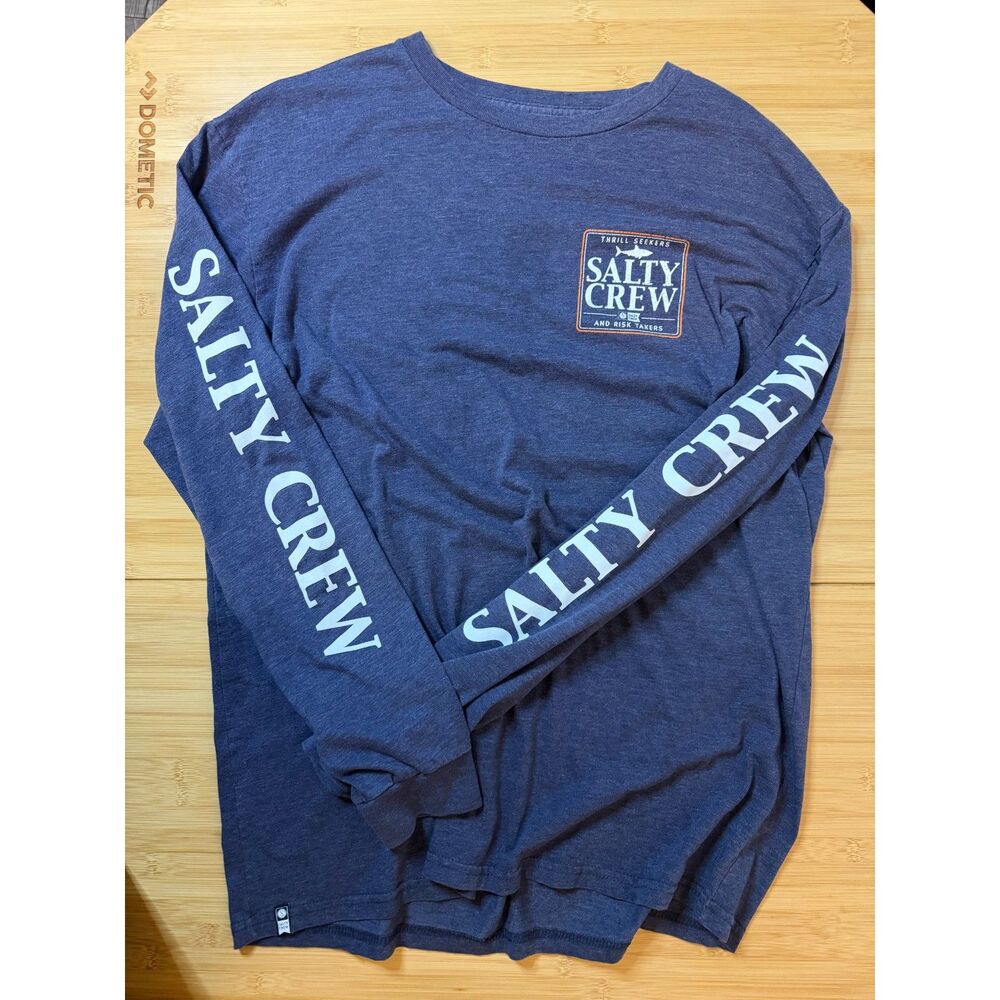 Salty Crew Shirt Mens XL Navy Blue Long Sleeve Tailed Fish Graphic Tee Beach
